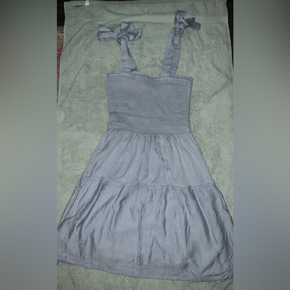 Light Blue Smocked Sundress Tie Straps